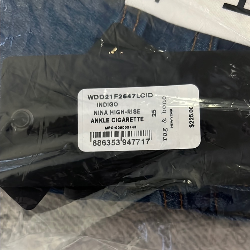 Rag & Bone High Rise Women's Jeans - Dark Blue size 25 - Picture 8 of 8